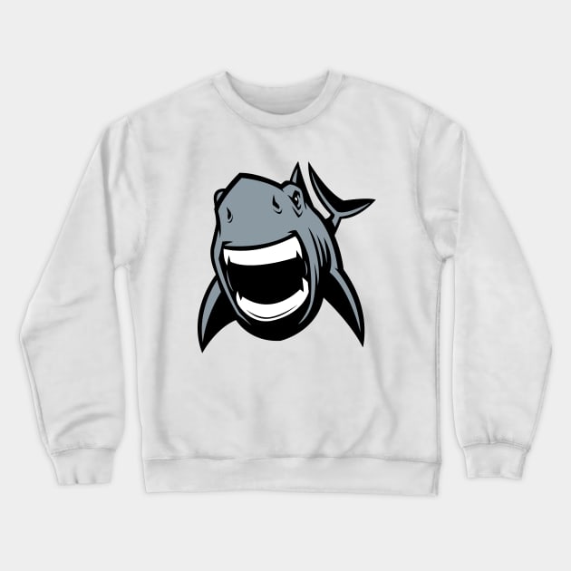 Angry Great White Shark Logo Crewneck Sweatshirt by AnotherOne